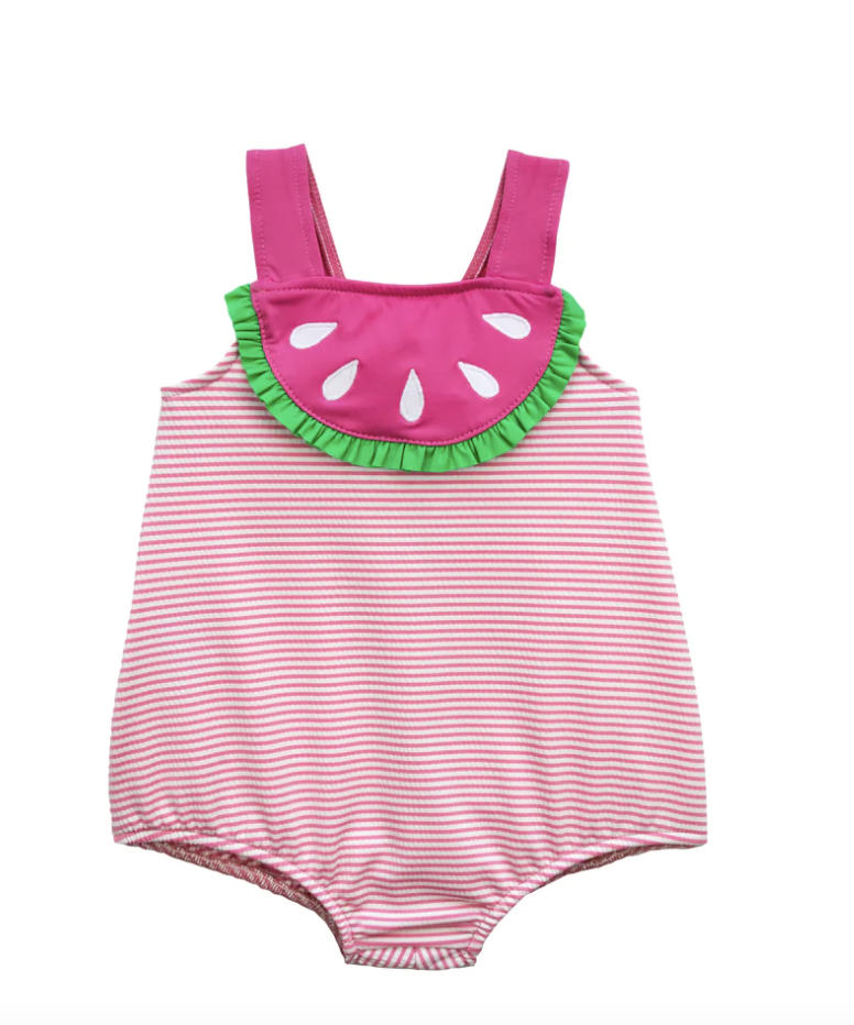 Seersucker Bubble Swimsuit with Watermelon